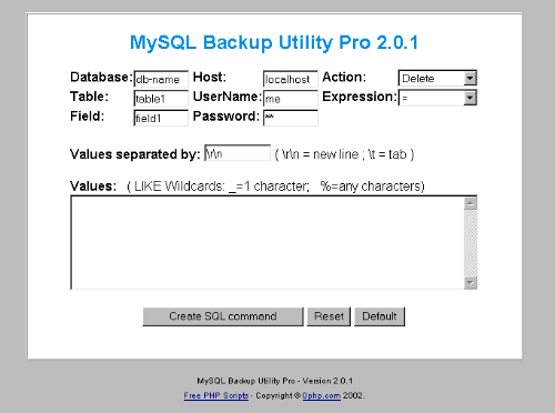 PHP MySQL Backup Utility